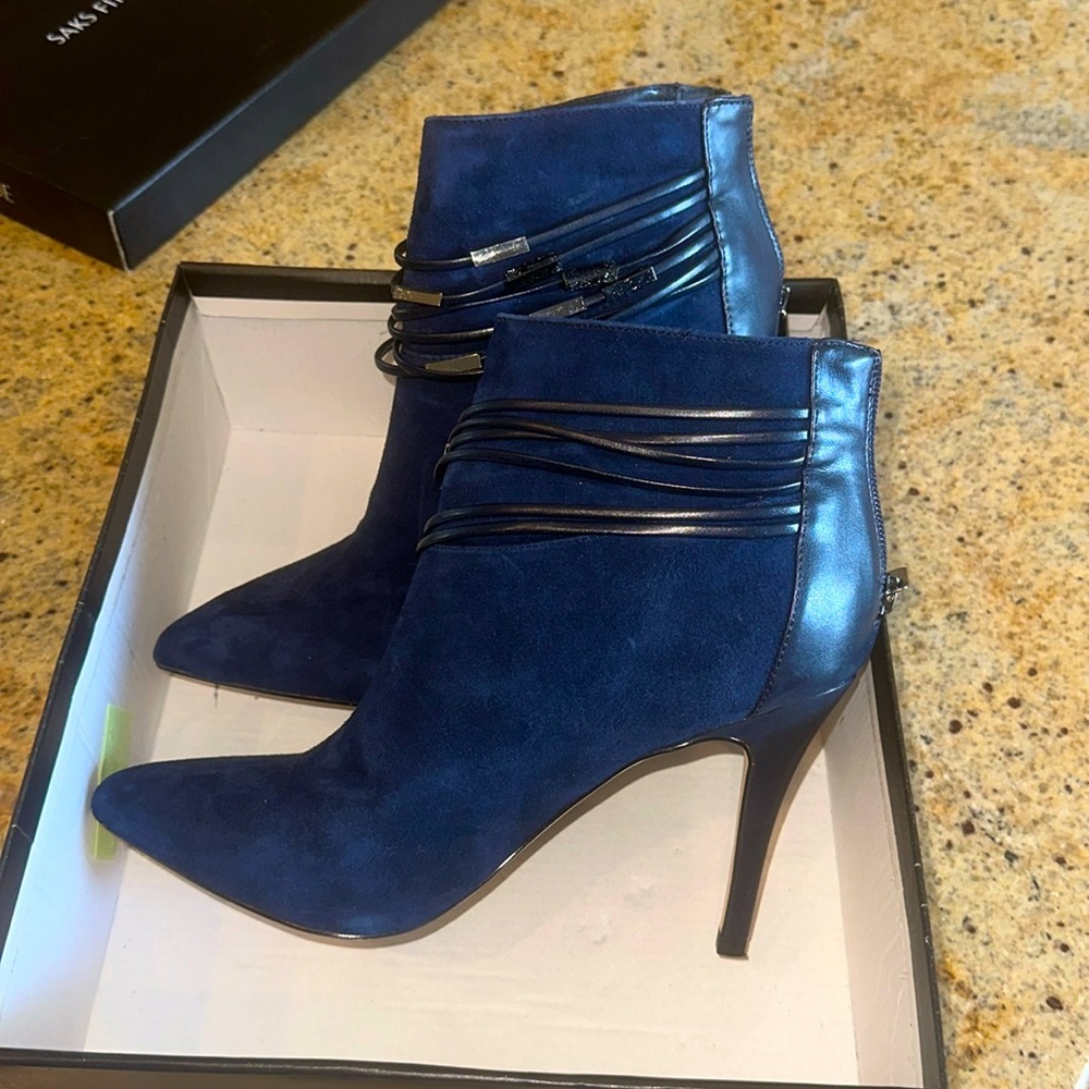 Said Fifth Avenue Navy Blue Ankle Boots